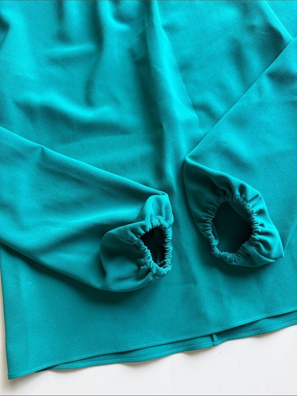 P.A.R.O.S.H. Italian Designer Gathered Tie-Waist Blouse Emerald Teal Green Sz S - Picture 8 of 17